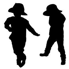 Image showing Silhouettes of two little boys