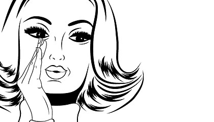 Image showing pop art cute retro woman in comics style with message