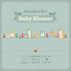 Image showing baby shower invitation in retro style