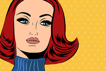 Image showing pop art cute retro woman in comics style with message