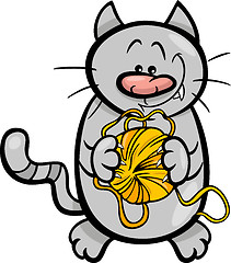 Image showing cat with yarn cartoon illustration