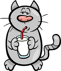 Image showing cat drink milk cartoon illustration