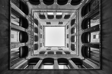 Image showing Bottom view of Archeological Museum in Venice bw
