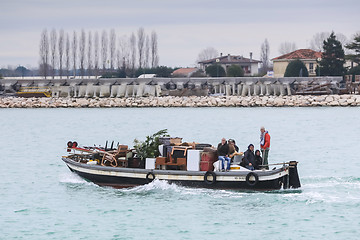 Image showing People sailing in water canal