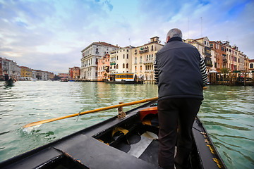 Image showing Gondolier in gondola