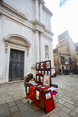 Image showing Art pictures stand in Venice