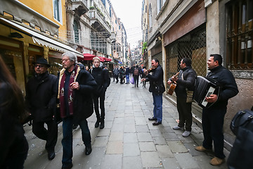Image showing Street musicians in Venice