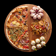 Image showing pizza and sushi f