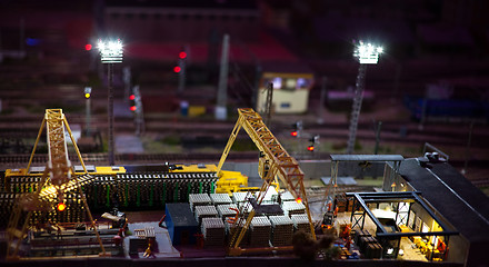 Image showing night view of cargo railway station