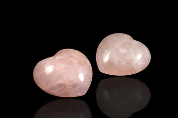 Image showing Two polished stoned hearts