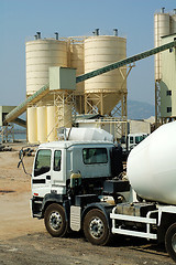 Image showing The mixer truck in cememt plant