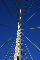 Image showing Details of Ada bridge tower in Belgrade, Serbia