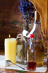 Image showing Vintage still life with pharmacy vials