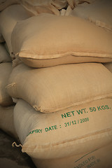 Image showing pervaded sacks with inscription