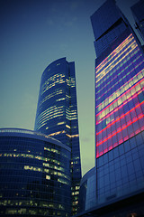 Image showing evening skyscrapers