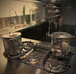 Image showing modern kitchen with saucepan