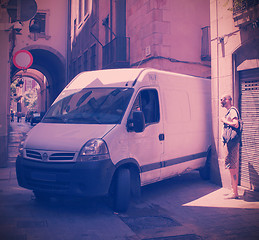 Image showing Spain, Barcelona, 06.23.2013, a scene on an old narrow street