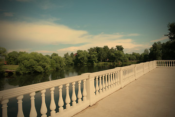 Image showing country landscape with white balustrade