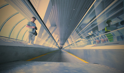 Image showing moving escalator