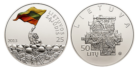 Image showing commemorative circulation  50 litas coin