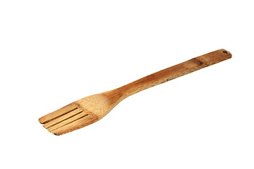 Image showing bamboo wood fork over white