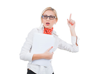 Image showing Business Woman pointing