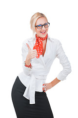 Image showing Business Woman showing thumb up