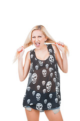 Image showing Screaming Woman in skull t-shirt