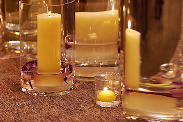 Image showing Different candleholders of glass