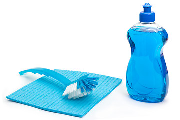 Image showing Blue dishwashing utensils