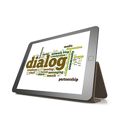 Image showing Dialog word cloud on tablet