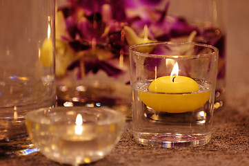 Image showing Close up shot of spa candles