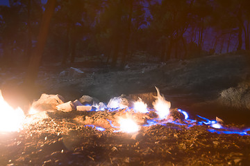 Image showing natural gas burns a flame at night