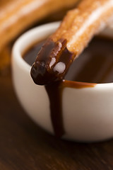 Image showing deliciuos spanish Churros with hot chocolate