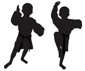 Image showing Silhouettes of two little boys
