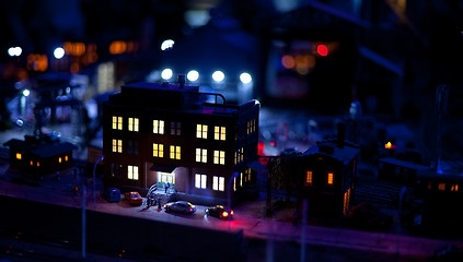Image showing night view of house in toy town