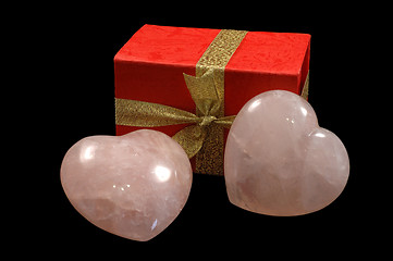 Image showing Stoned hearts and gift box