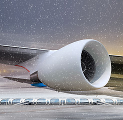 Image showing turbine of plane at non-flying weather