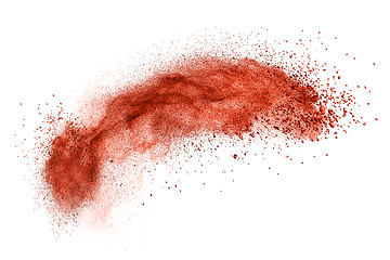 Image showing red powder explosion isolated on white