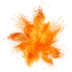 Image showing orange powder explosion isolated on white