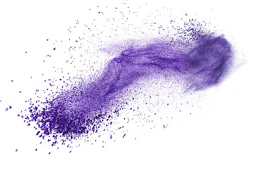 Image showing Purple powder explosion isolated on white