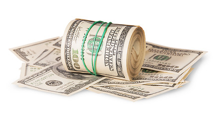 Image showing Horizontal roll on the hundred dollar bills