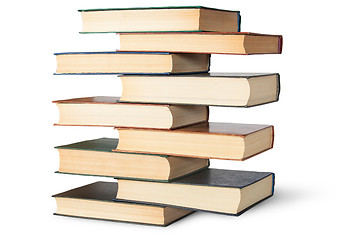 Image showing Vertical stack in old books rotated