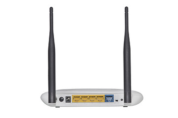 Image showing Modern wireless router with antenna