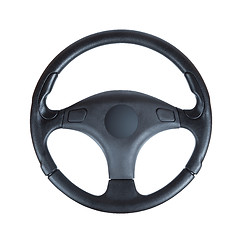 Image showing steering wheel of the car on a white background