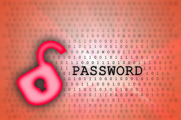 Image showing Abstract background, binary code and lock icon