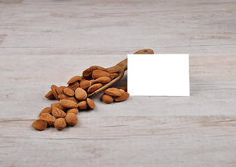 Image showing Almonds on shovel