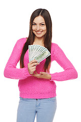 Image showing Woman showing us dollar money