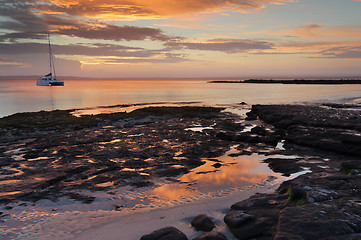 Image showing Sunset seascape at Cabbage Tree Beach Jervis Bay