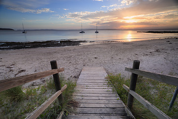 Image showing Cabbage Tree Beach Jervis Bay sunset